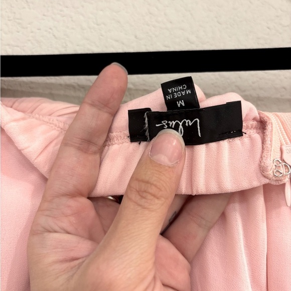 Sz M - NWOT Lulus Splendid Aura Light Pink Chiffon Pleated Strapless Maxi Dress - Picture 9 of 9